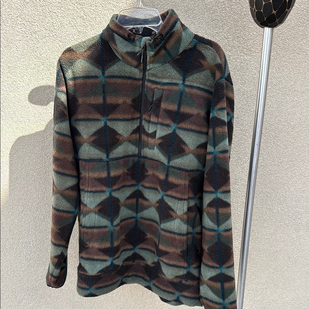 BILLABONG BOUNDARY MOCK HALF ZIP PULLOVER IN EMERALD